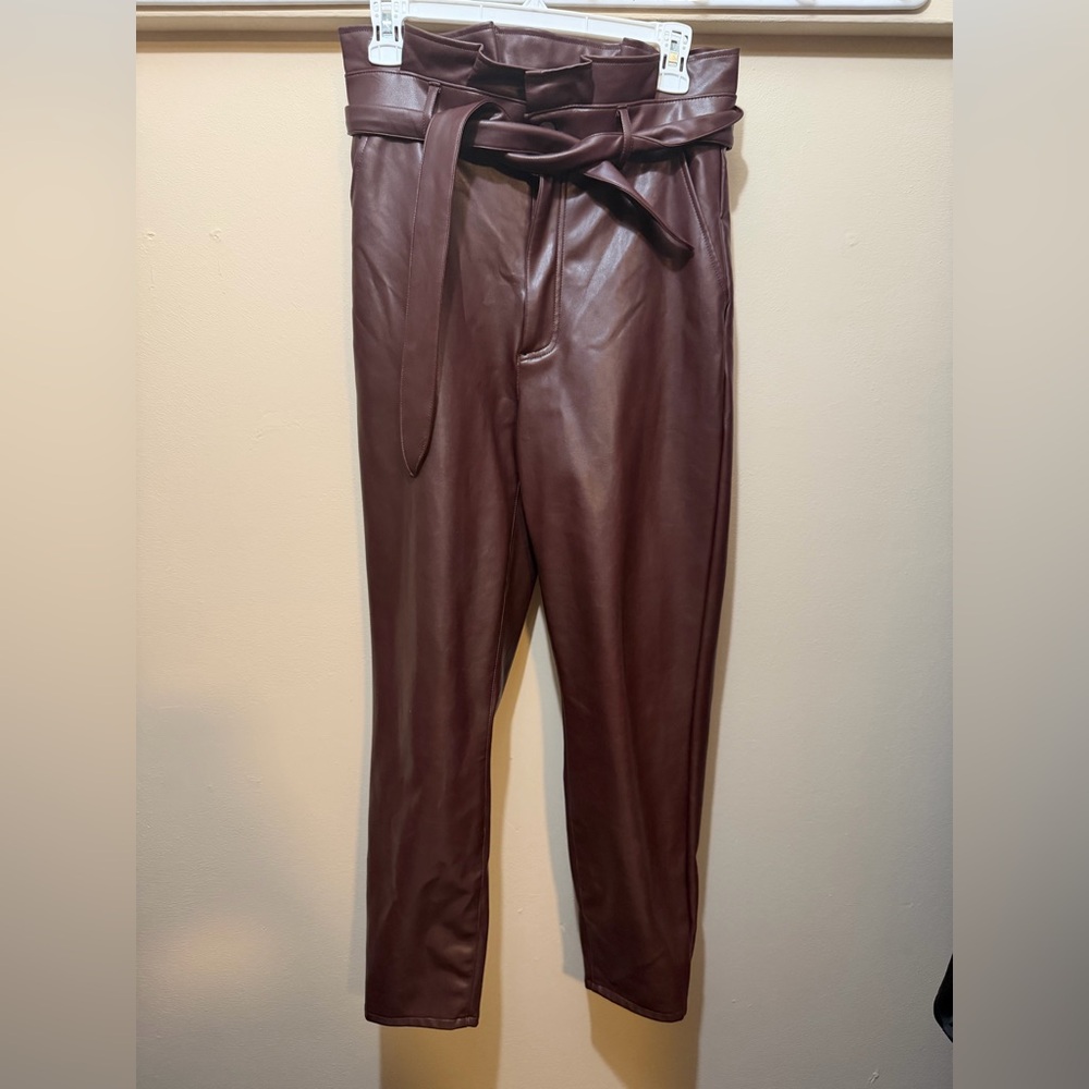 Abercrombie & Fitch Chocolate Faux Leather Trousers